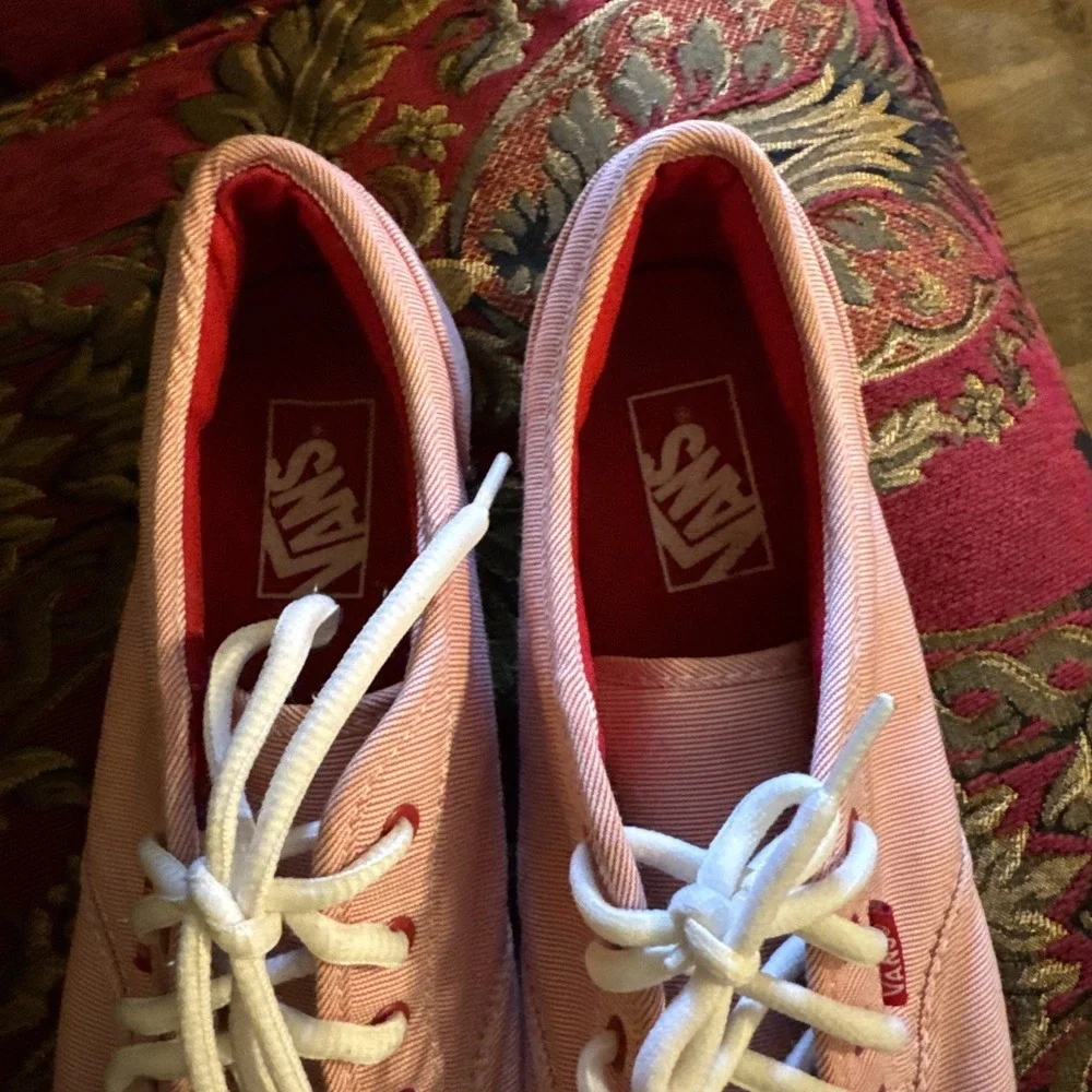 Womens Red and White Stripe Vans size11